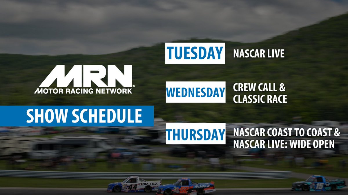 MRNRadio's tweet photo. Catch us at @limerockpark with the @NASCAR_Trucks and @ARCA_Racing Series this weekend!

Don't forget all your favorite MRN shows this week.
💻: https://t.co/5I6uCnfmiN

Presented by @WhelenEng and @WhelenMTRS. https://t.co/f5NXUAyqh6