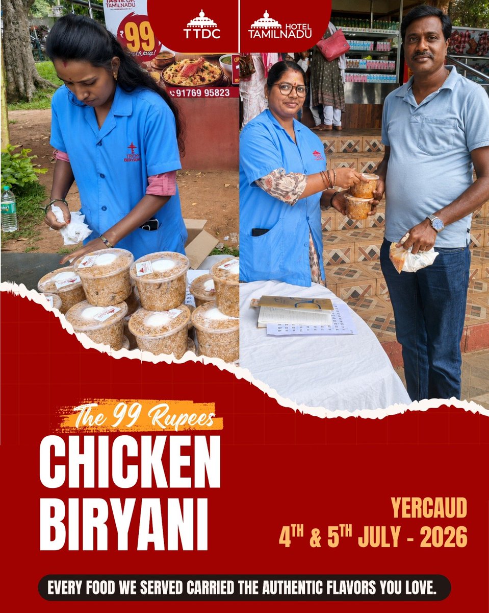 ttdcofficial's tweet photo. A glimpse from TTDC's ₹99 Weekend Biryani Offer – where great taste meets great value! https://t.co/0HFOksZ3ni