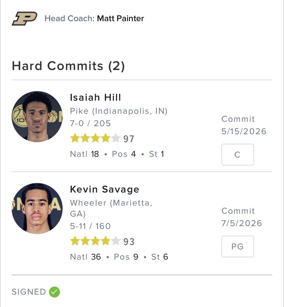 NYeoman's tweet photo. As a Purdue fan I know better than to overhype recruits/classes like I’ve seen done in Bloomington for years…

Buuuuuuuut

Allowing Matt Painter to get two top 40 guys in his 2027 class seems dangerous. https://t.co/D0Bkwk6aeo