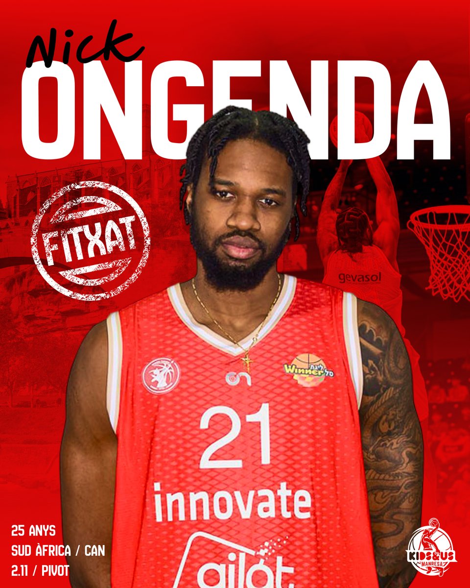 BasquetManresa's tweet photo. ❤️‍🔥 𝗡𝗢𝗨 𝗙𝗜𝗧𝗫𝗔𝗧𝗚𝗘: Arriba Nick Ongenda
😤 Pivot sud-africà gran i mòbil per a la pintura de Kids&amp;Us #Manresa. 🙌 Welcome, @itsnxo!

🚀 pivot 🇿🇦 ZAF🪪 25 anys📏 2,11m
🛬 @HapoelHaemek 
📊 25-26: 10,2 PTS 6,7 REB i 0,9 ASS
🔗 https://t.co/26uBChIK0A https://t.co/utDiOdCiME