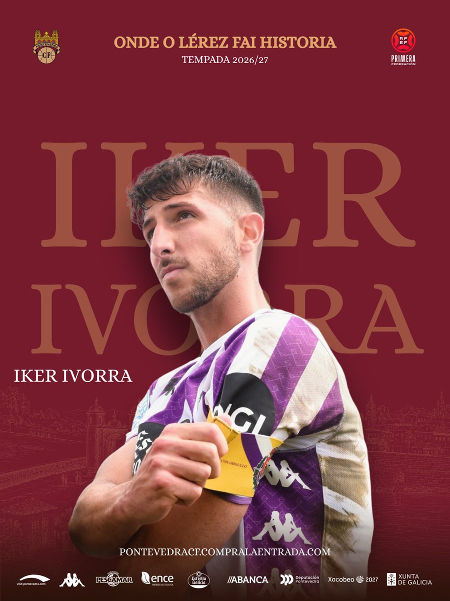 PontevedraCFSAD's tweet photo. 𝑶𝑭𝑰𝑪𝑰𝑨𝑳 ✍️ | Iker Ivorra convértese en novo xogador do Pontevedra CF para reforzar a medular granate 💪

Benvido a Pasarón, @ikerivorra ! 🤝 

#OndeOLerezFaiHistoria https://t.co/Y96vSrSUUH