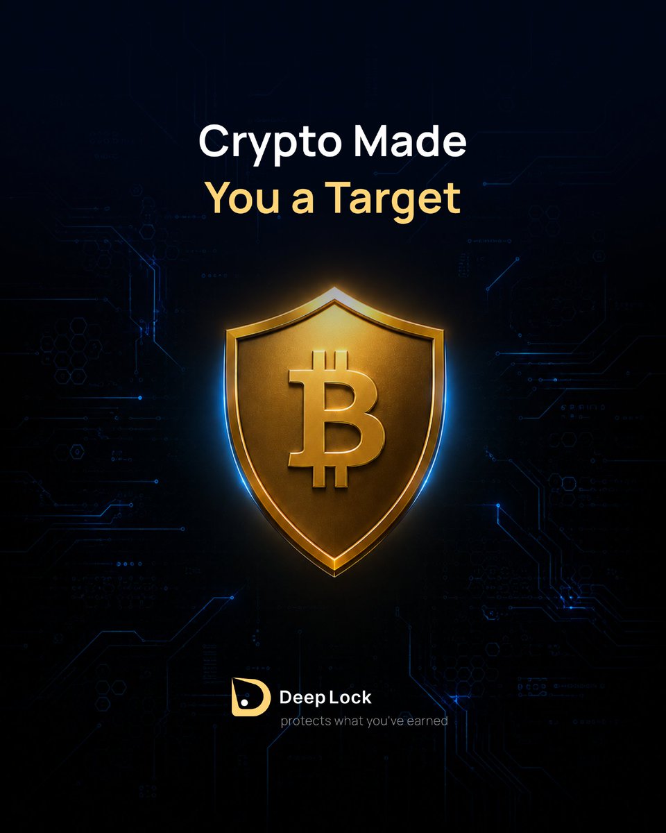 DeepLockApp's tweet photo. You earned it legitimately. Every transaction. Every hold. Every sleepless night watching charts.
But the blockchain is public.
Data breaches are constant.
Criminal networks connect the dots.
Crypto wealth makes you visible — to people you never wanted to know about you.
Physical threats against crypto holders are rising. So are digital attacks targeting wallets, keys, and identities.
You don't need to hide your success.
You need to protect it.
DeepLock gives you:
→ On-demand private patrol
→ Encrypted VPN — disappear online when it matters
→ Dark web monitoring — know before they strike
→ AI alerts that warn you before danger reaches you
Your wealth is yours. Your safety should be too.