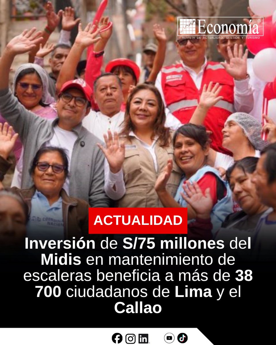 EconomiaRevista's tweet photo. 🙌 Con una inversión de S/75 millones, el Midis culminó el mantenimiento de 335 escaleras peatonales en 16 distritos de Lima y Callao, beneficiando a miles de familias. #Midis #Lima #Callao #InclusiónSocial #ObrasQueTransforman
https://t.co/tlL85V2m29 https://t.co/HCTXLPkkGw