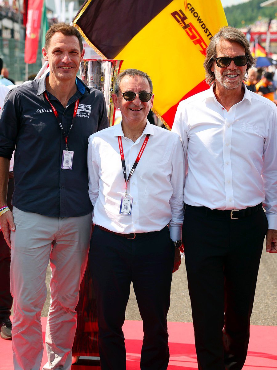 IntercontGTC's tweet photo. 3x 24-hour races in one photo!

Mirco Hansen, Pierre Fillon and Stéphane Ratel came together for a unique photo at #Spa24H where the ACO President also gave the ceremonial start.

Long live the spirit of endurance!
ADAC 🤝 ACO 🤝 SRO

#IGTC #24hNBR #LeMans24 #WEC https://t.co/uGXIiLaFJz