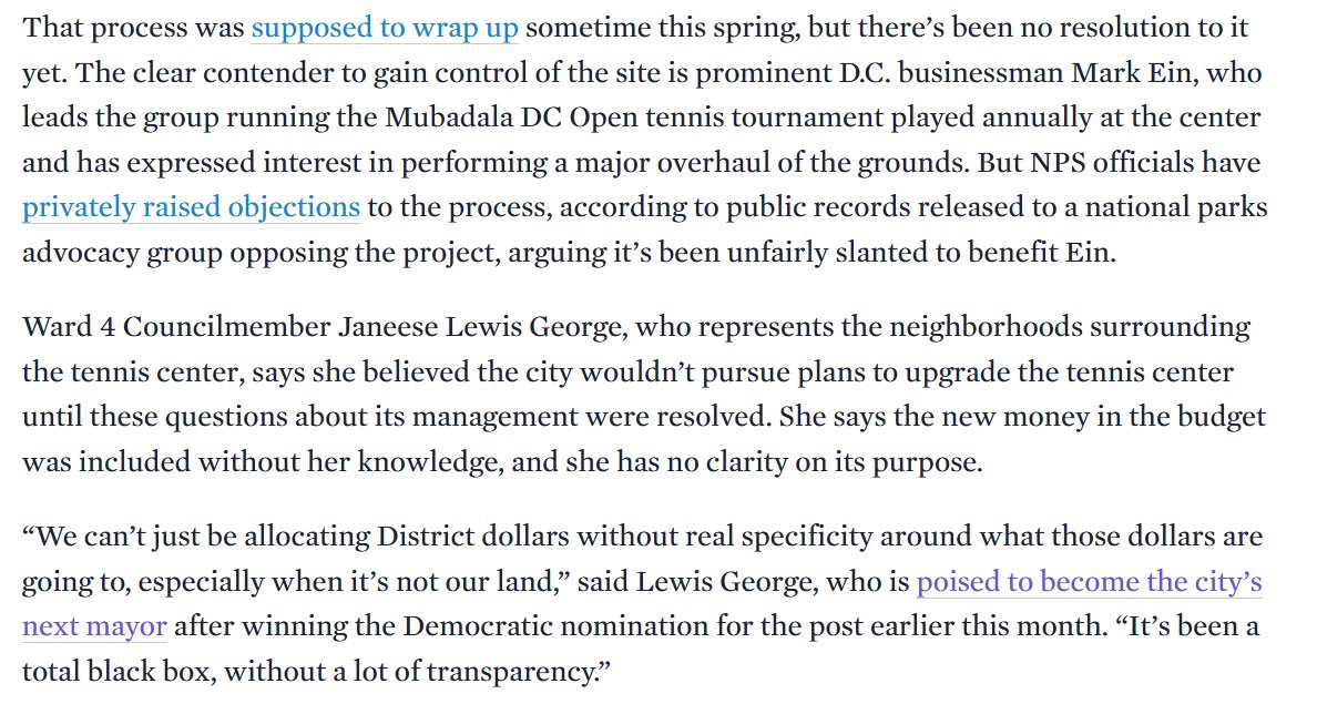 AlexKomaDC's tweet photo. New: D.C. is pressing ahead with plans to spend $9.6M renovating the Rock Creek Tennis Center...though there's no telling how that money will be spent or who will spend it.

The drama over the aging center is heating up once more as the Mubadala DC Open comes to town this month: https://t.co/eqKXiAciUN