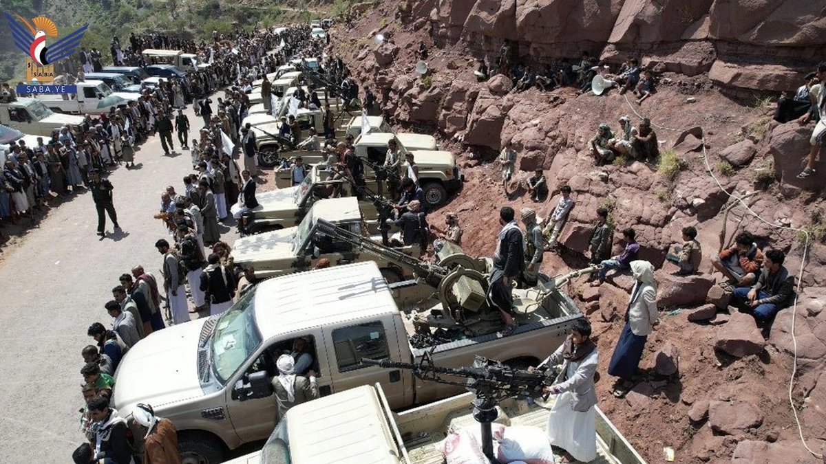 BashaReport's tweet photo. Day 79 | Houthi whole-of-society mobilization expands across tribal and civilian sectors | The Houthis continued to broaden their nationwide mobilization campaign with large tribal gatherings and the participation of civilian government institutions.

 In Marib, the Murad and Bani Abd tribes from the southern districts declared general mobilization, pledging full support for Abdulmalik al-Houthi, endorsing the armed forces' recent statement, backing the missile, air, naval, and drone forces, and expressing gratitude to Iran for sending an aircraft to Sana'a, which they described as breaking the Saudi blockade. The tribes also renewed calls for military training, opening mobilization centers, and preparing for a decisive confrontation with Saudi Arabia while reaffirming support for Gaza and the "Unity of Fronts" doctrine. 

In Sana'a City, residents of Al Thawrah District held a large armed rally, displaying weapons and declaring they were awaiting orders from the leadership to begin what they described as the battle for liberation, while senior officials reiterated support for the "airport for airport and port for port" deterrence equation.

In Hajjah Governorate, the Kahlan Affar tribes announced full readiness to confront Saudi Arabia, pledged continued recruitment, military training, and mobilization, and warned that tribal patience had been exhausted after more than a decade of conflict. Beyond tribal networks, the campaign increasingly incorporated state institutions.

In Al Hudaydah, employees from the General Authority of Zakat, the Finance Office, the Central Organization for Control and Auditing, the Executive Unit for Projects and Maintenance, and the Cleaning and Improvement Fund all organized mobilization rallies, declaring support for the leadership, opening military training programs for government employees, warning Saudi Arabia against continuing its economic campaign, praising Iran's role in sending an aircraft to Sana'a, and committing to integrate civilian government agencies into the broader mobilization effort.
