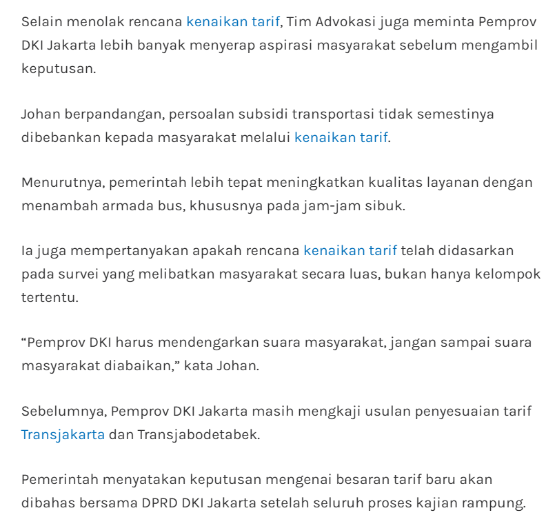 Ardaffaf's tweet photo. Jadi ada Tim Advokasi Peduli Transportasi Publik mau gugat ke MA jika tarifnya naik.

Alasannya kondisi ekonomi belum tepat buat naikkan tarif yang dinilai lagi dalam tekanan.

Mereka minta Pemprov dengar aspirasi masyarakat.

whadya think? 

cc @Adrianussatrio @txttransportasi https://t.co/veeSzh127w