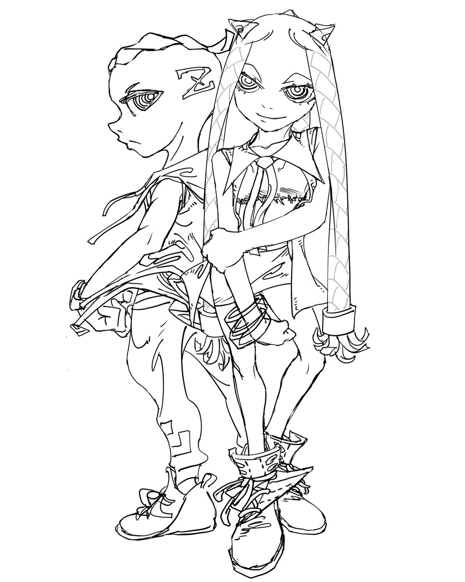 Spinez_'s tweet photo. I was just trying to sketch a her to color later since idk, didn'twanna use the last one, but then I decided to do him too cause she came out perfectly (and they're like a 2 for 1 deal anyway)

So I guess this almost like a unintentional redraw https://t.co/Hf2uLHMQ7V