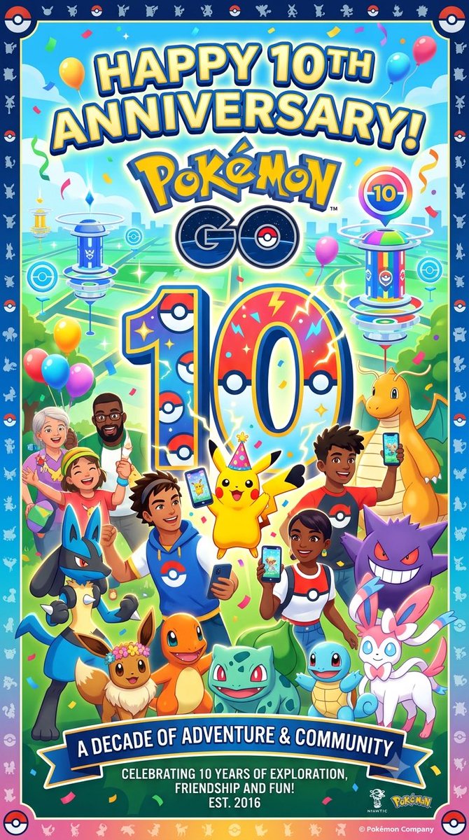 iampirus's tweet photo. i wish to the @PokemonGoApp a great happy 10th anniversary 🥳🥳🥳🥳🎂🎁 #pokemongo #anniversary #Celebrations 

What a journey has been ✌🏻🫡 https://t.co/LZipecwiOr