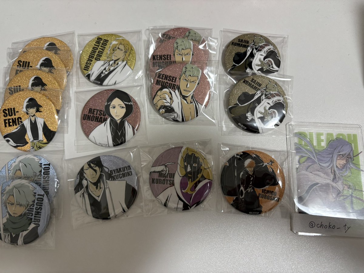 choko__ty's tweet photo. 【️交換】 BLEACH BLEACHWORLD 缶バッジ コレクション

譲:砕蜂 拳西 日番谷 狛村 マユリ 一護
鳳橋 卯ノ花 白哉

求:同種 浮竹

郵送交換
検索からもお気軽にお声掛けください！！ https://t.co/uyO0KnMiME