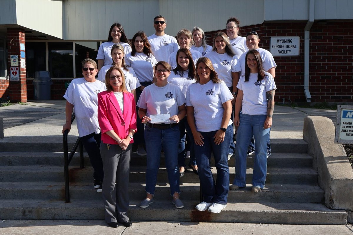 NYSDOCCS's tweet photo. Staff at Wyoming CF collected donations then participated in a 20+ mile bike ride in the "Ride for Roswell." Collectively, more than $6.3 million was raised for the Roswell Park Cancer Center. The team's dedication reflects a commitment to supporting cancer patients and families. https://t.co/PGeyYB24Nx