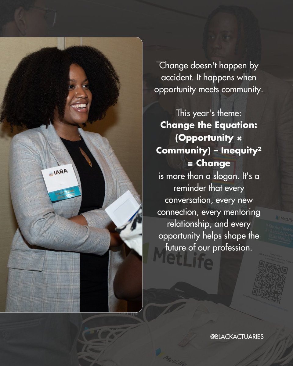BlackActuaries's tweet photo. More Than a Conference. A Community.

The IABA Annual Meeting is where our community comes together.

Join students, career changers, credentialed actuaries, executives, recruiters, and industry leaders for four days of learning, networking, and celebrating the people shaping the future of the actuarial profession.

Whether you're attending for the first time or returning to reconnect with colleagues and friends, you'll leave with new relationships, fresh ideas, and lasting memories.

Charlotte, NC | August 6–9 | Register today
https://t.co/77OYXw1gZQ

#IABAAnnualMeeting #ChangeTheEquation #BlackActuaries
