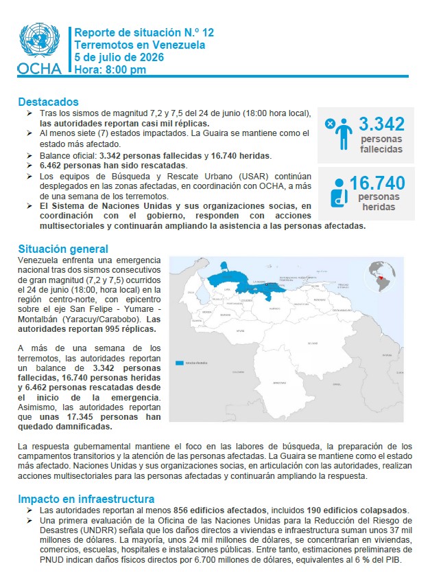 UNOCHA_Americas's tweet photo. 🇻🇪 La respuesta humanitaria continúa adaptándose a las necesidades más urgentes de las comunidades afectadas por los terremotos en Venezuela.

Más información en el Reporte de Situación No. 12:
 🔗ES: https://t.co/fj09mt0G0a
 🔗EN: https://t.co/0asiyQaBgh https://t.co/mmSPYgxDO3