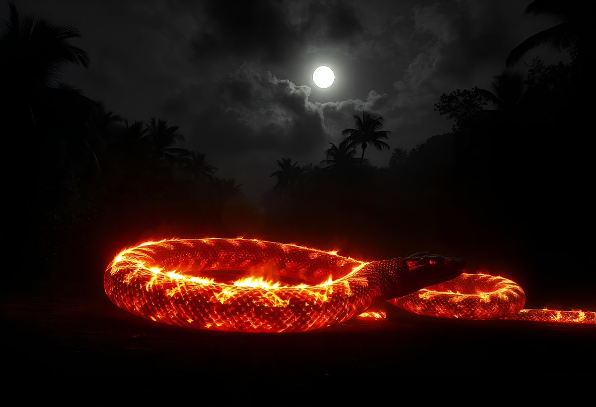 HorrifyingHist1's tweet photo. The Boitatá is a legendary creature in Brazilian folklore, described as a giant snake with horns and fiery eyes. It is said to protect the open fields at night, scaring away intruders. 🐍🔥 #Boitatá #BrazilianFolklore #MythicalCreature https://t.co/TUqVXKcfVP