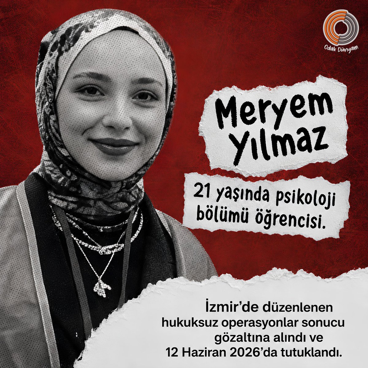 beybun651's tweet photo. Meryem Yılmaz was an 11-year-old child in 2016. Now, she is a 21-year-old student facing the unlawful arrests that took place after July 15. Everyone associated with the Gülen Movement is being targeted, regardless of whether they are young, elderly, sick, or a student https://t.co/DgDWptOiH2