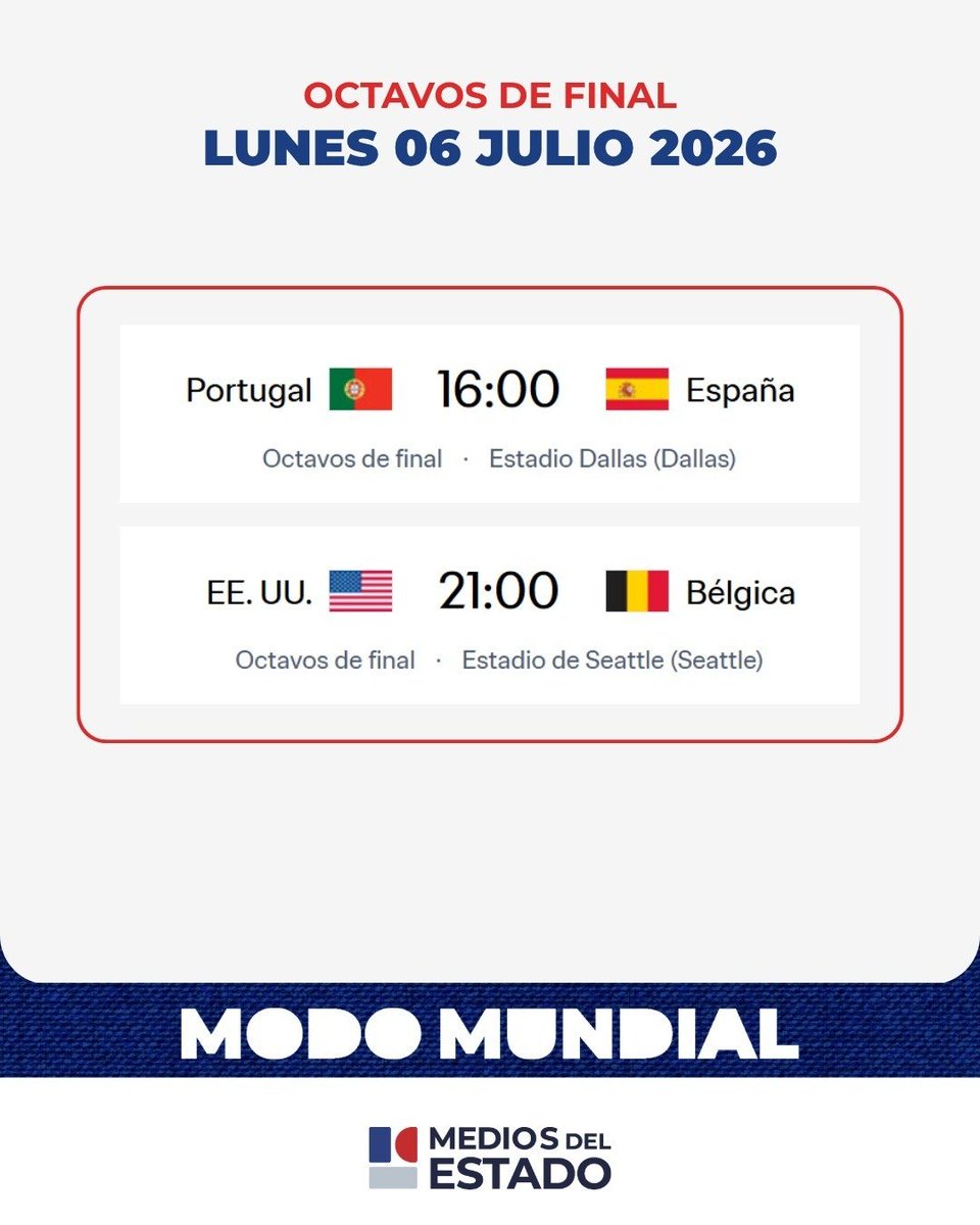 rnpy920am's tweet photo. #ModoMundial | Los partidos de hoy, lunes 6 de julio https://t.co/A1vbWzMvkU