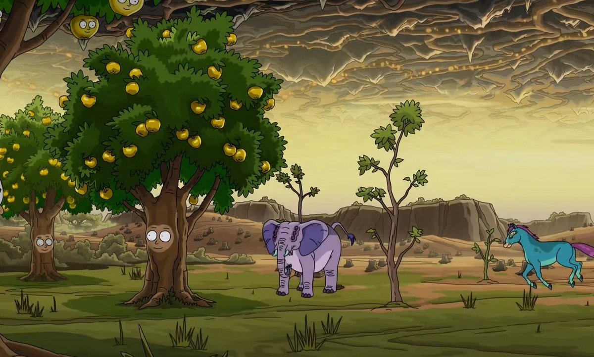 queer428008's tweet photo. he looks so happy as a plant honestly. he genuinely stood alone and broke the cycle of violence. he knows his own worth, and he spent the whole rest of the episode nourishing life. our mother nature morty <3 https://t.co/CvfCIpuXE6