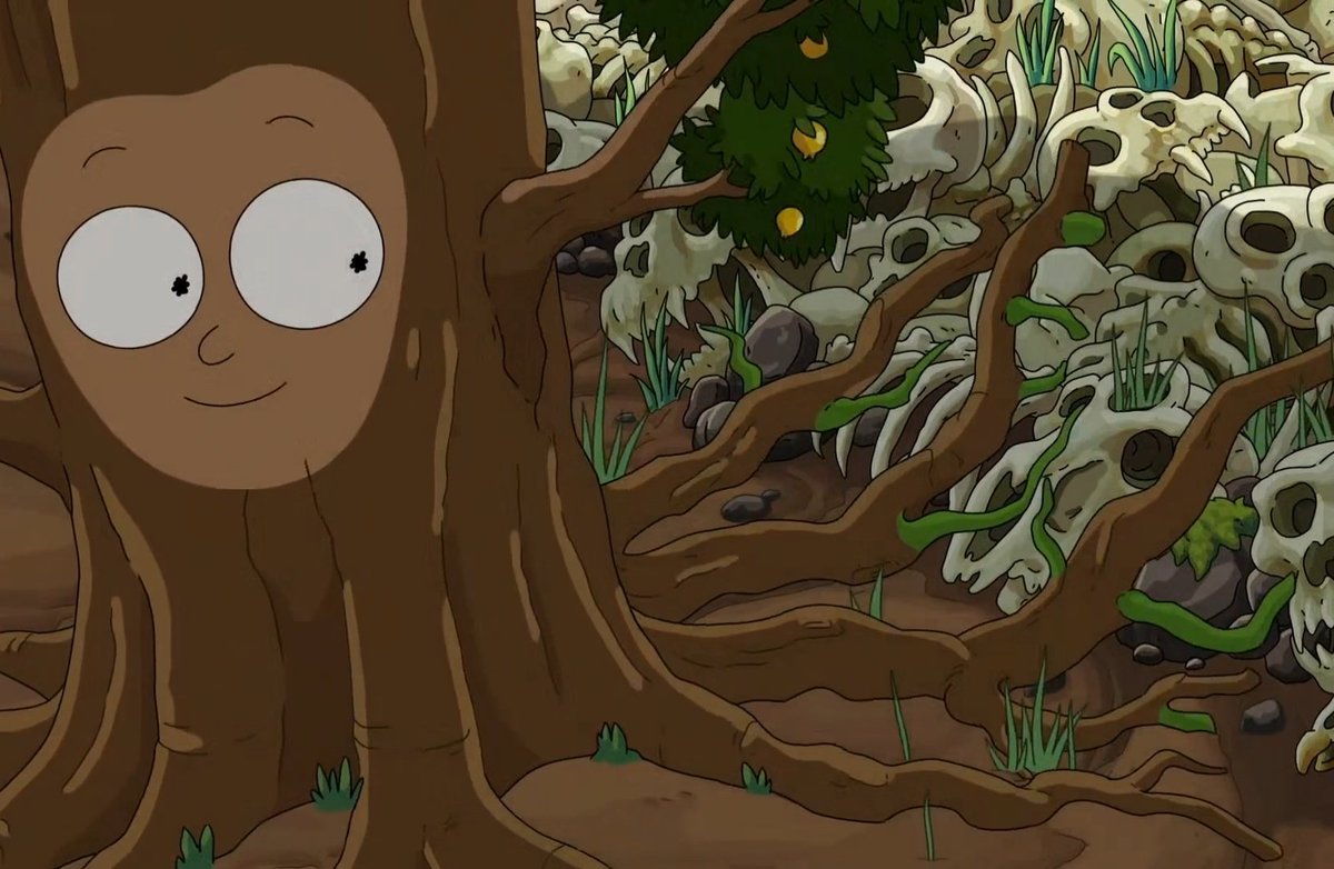 queer428008's tweet photo. he looks so happy as a plant honestly. he genuinely stood alone and broke the cycle of violence. he knows his own worth, and he spent the whole rest of the episode nourishing life. our mother nature morty <3 https://t.co/CvfCIpuXE6