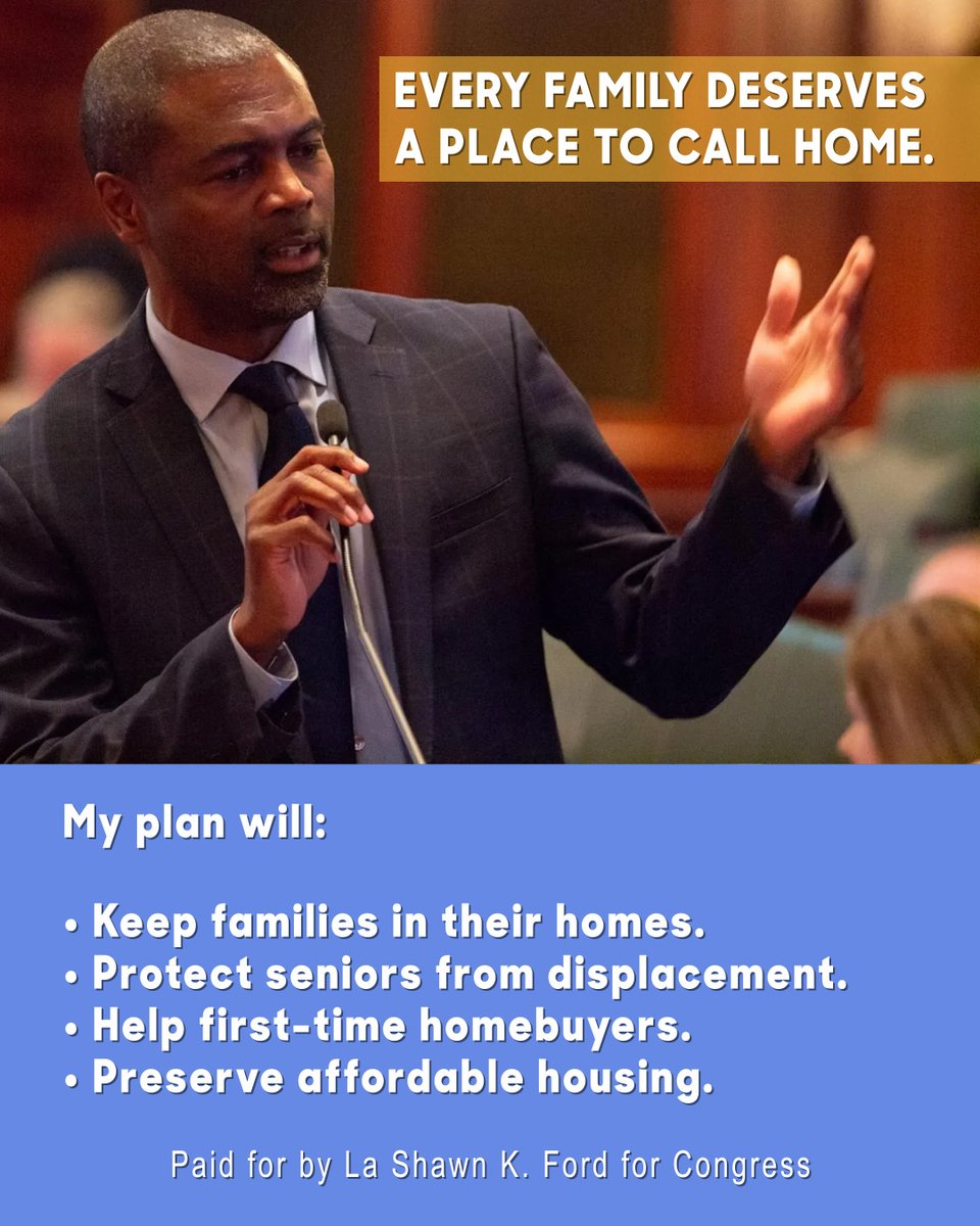 ford4congress's tweet photo. Every family deserves the opportunity to live in the community they call home.
My Plan focuses on protecting seniors, supporting first-time homebuyers, preserving affordable housing, and strengthening neighborhoods.
Read more: https://t.co/iHrvQ0Uvch
#FordForCongress https://t.co/EvqbELtvgm