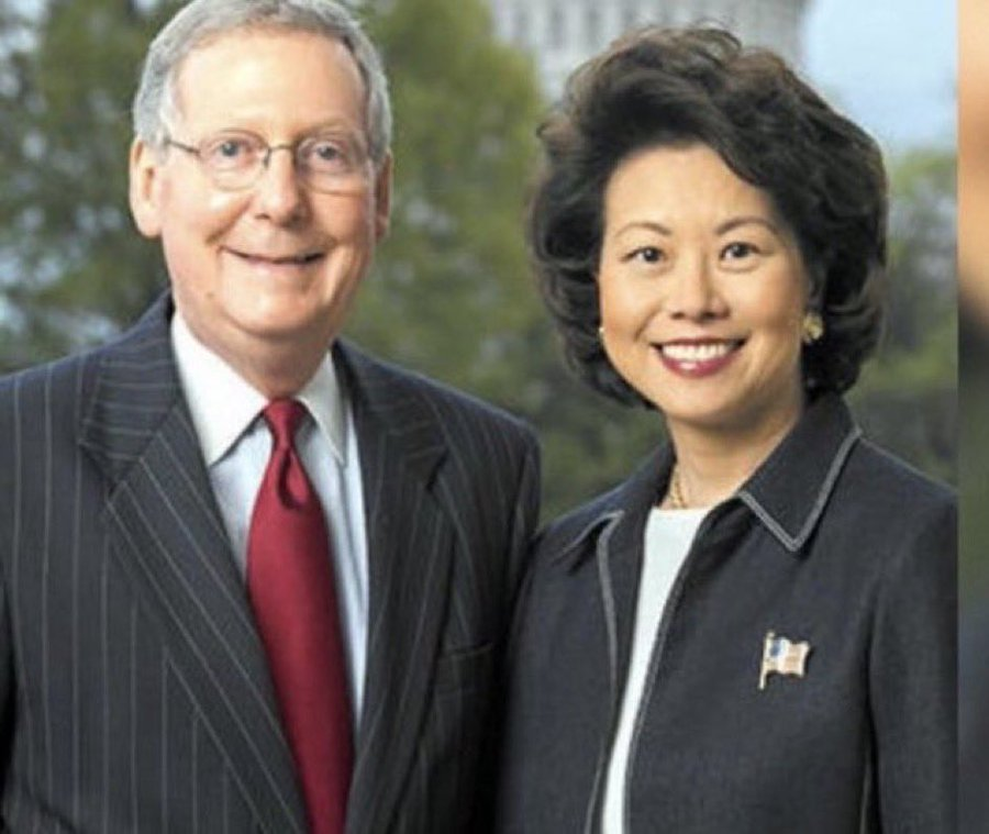 AnotherSorryGuy's tweet photo. As soon as Mitch McConnell went on Life Support, his wife bolted for China, and it was not for a meeting.

Elaine Chao was escaping the DOJ's reach just in case. Once Mitch is gone she will be indicted on Espionage Charges. https://t.co/Iaaha5eAAI