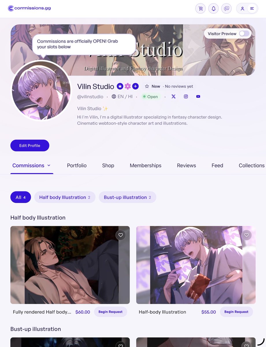 VilinStudio's tweet photo. COMMISSIONS ARE OFFICIALLY OPEN! 🎉

​I'm so excited to finally launch my storefront on https://t.co/cpKVIPgRH6! ✨

Bust-up: Starting at $35
Half-body: Starting at $55-$60

My store : https://t.co/6yrPeu0Dae

#commissionGG #commission #illustration https://t.co/Xj9p8a8aNF