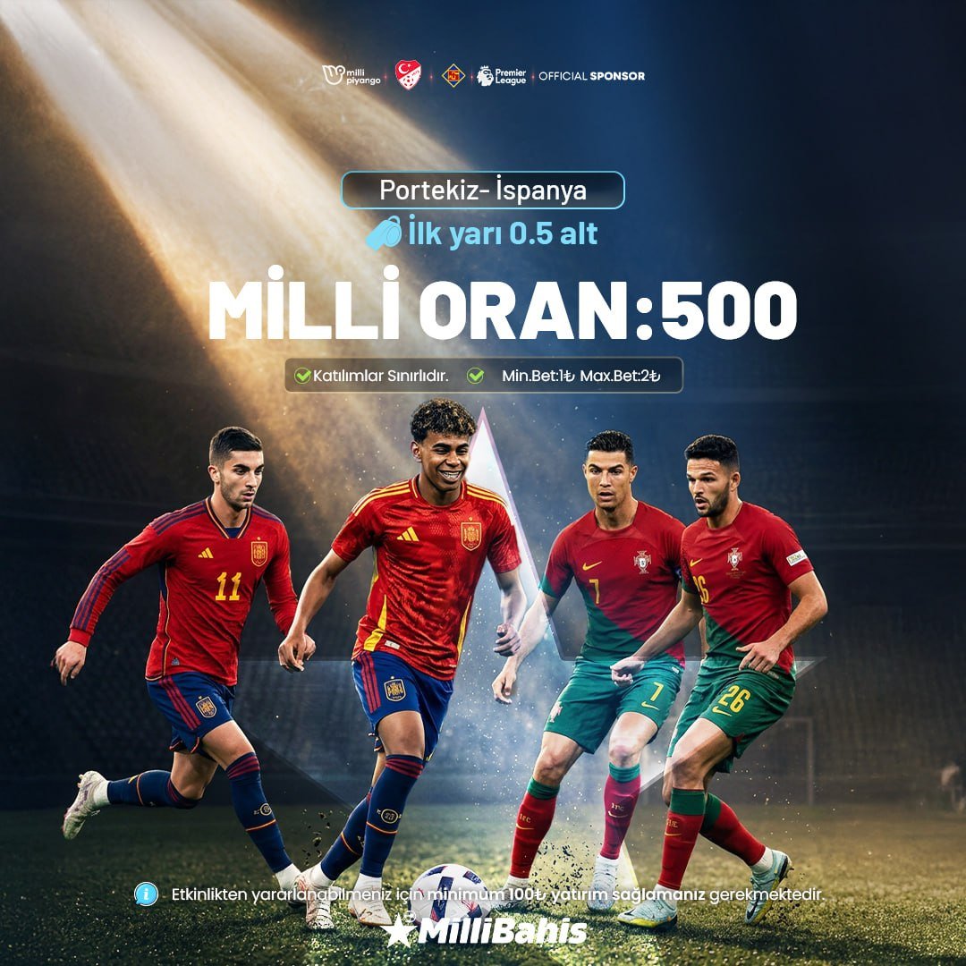 millixde's tweet photo. 🚨MİLLİ ORAN 500 İLE KAZANCINI KATLA!

🎰Portekiz - İspanya Karşılaşmasına Özel Dev Oran Fırsatını Kaçırma.
💰Hemen Yerini Al, Büyük Kazanç İçin Şansını Değerlendir!

⭐️https://t.co/HqfzA38QsQ https://t.co/kSATQDyxh1