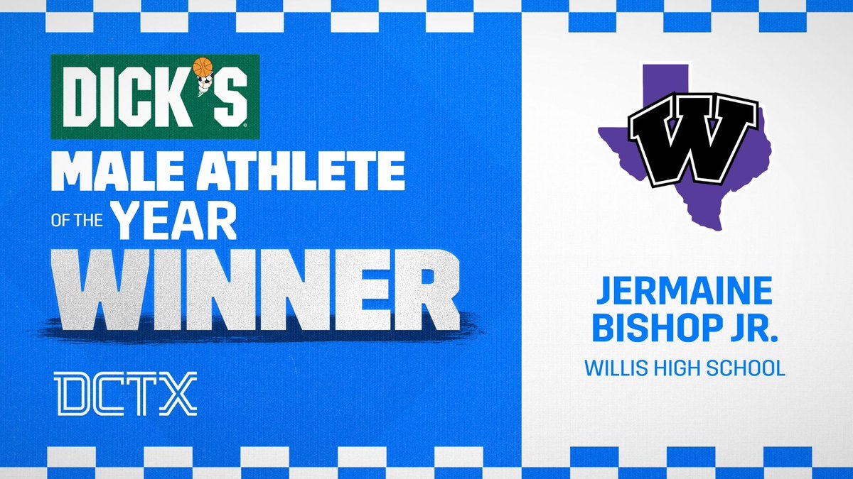 dctf's tweet photo. Congratulations to Jermaine Bishop Jr. of Willis High School on being named the @DICKS Sporting Goods Male Athlete of the Year Winner!

@WillisSchools @WillisWildkats1 @GoKatsAthletics https://t.co/b2QIhp3PYP