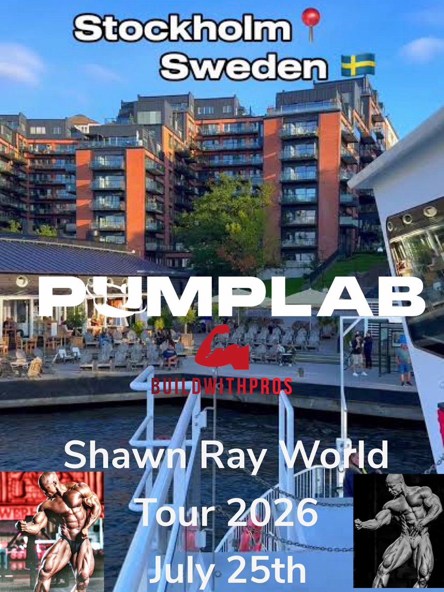 sugarshawnray's tweet photo. Looking forward to meeting all the Bodybuilding & Fitness Fans in Nacka Strand at the Shawn Ray Meet & Greet with https://t.co/GAjOyTzdKl
in Sweden July 25th!
Let’s goooo!!!🚀🚀🚀🚀🚀🚀🚀
#WorldTour #ShawnRay #PumpLab #Sweden #MeetAndGreet
#BuildWithPros https://t.co/VKsxw4kM6l