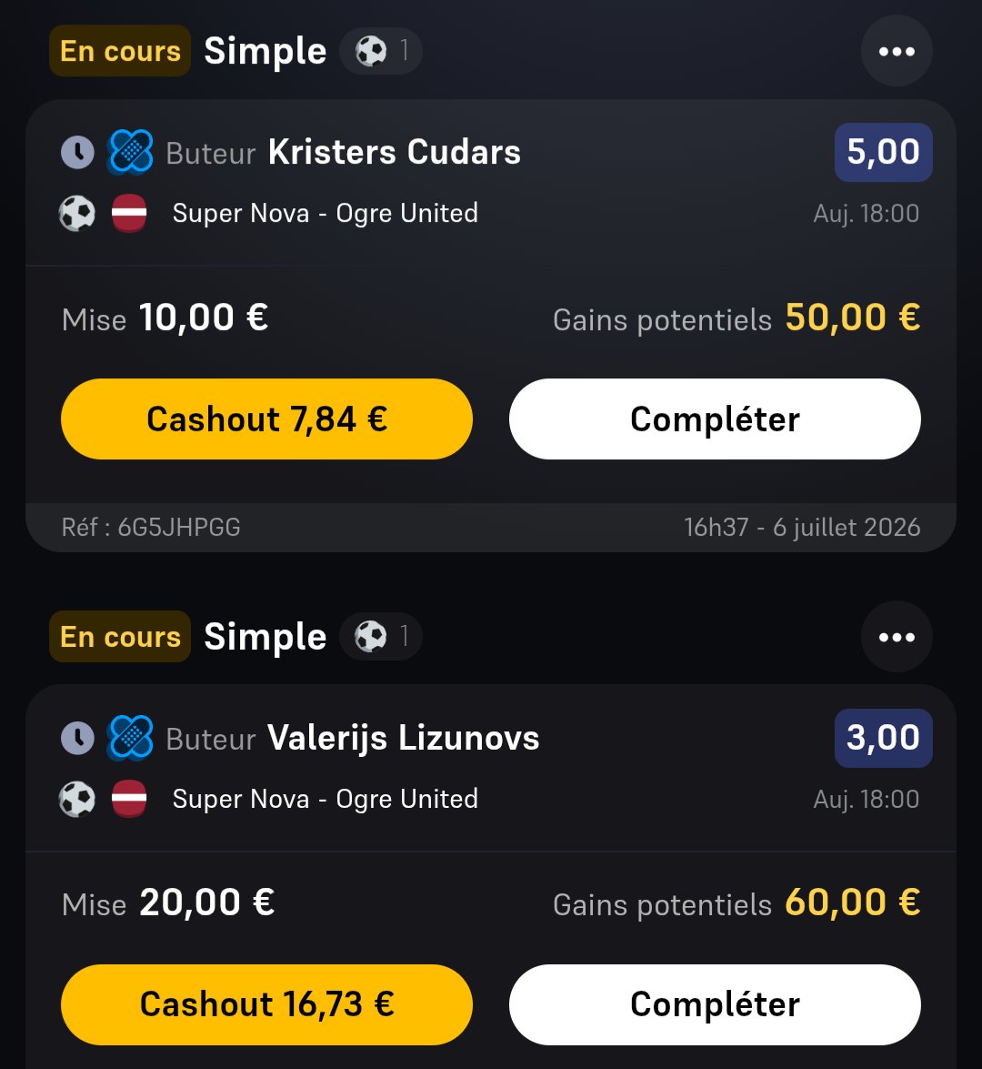 BetClem_'s tweet photo. BET BUTEUR 🇱🇻 06/07 🗓️

🇱🇻 V. Lizunovs @3.00 (0.8%)
🇱🇻 K. Cudars @5.00 (0.4%)

Sinon la DC sur W est @2.05 c'est pas mal aussi ! Je prends en simple chacun dans le doute si chacun marque (tous deux tireur de pénalty btts Pk @30).

Compo d'ici 15-20 min attendre si possible pour être sûr même si titulaire à 95% je peux pas attendre là.

Début 18h00 🕕
♥️ Si tu soutiens 
#TeamParieur