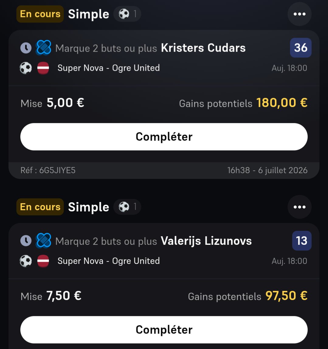 BetClem_'s tweet photo. BET BUTEUR 🇱🇻 06/07 🗓️

🇱🇻 V. Lizunovs @3.00 (0.8%)
🇱🇻 K. Cudars @5.00 (0.4%)

Sinon la DC sur W est @2.05 c'est pas mal aussi ! Je prends en simple chacun dans le doute si chacun marque (tous deux tireur de pénalty btts Pk @30).

Compo d'ici 15-20 min attendre si possible pour être sûr même si titulaire à 95% je peux pas attendre là.

Début 18h00 🕕
♥️ Si tu soutiens 
#TeamParieur