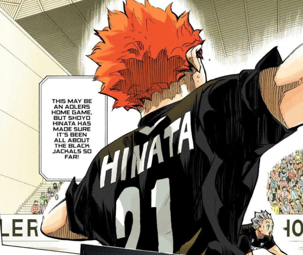 belatinysun's tweet photo. i'll never get over the fact that when msby won the first set on a point scored by Shoyo, he turned to celebrate with Tobio first. there was a whole stadium chanting his name, along with his teammates, but he turned to smile at Tobio, and found him already smiling back 🥹💙🧡 https://t.co/wuYXE6ksag