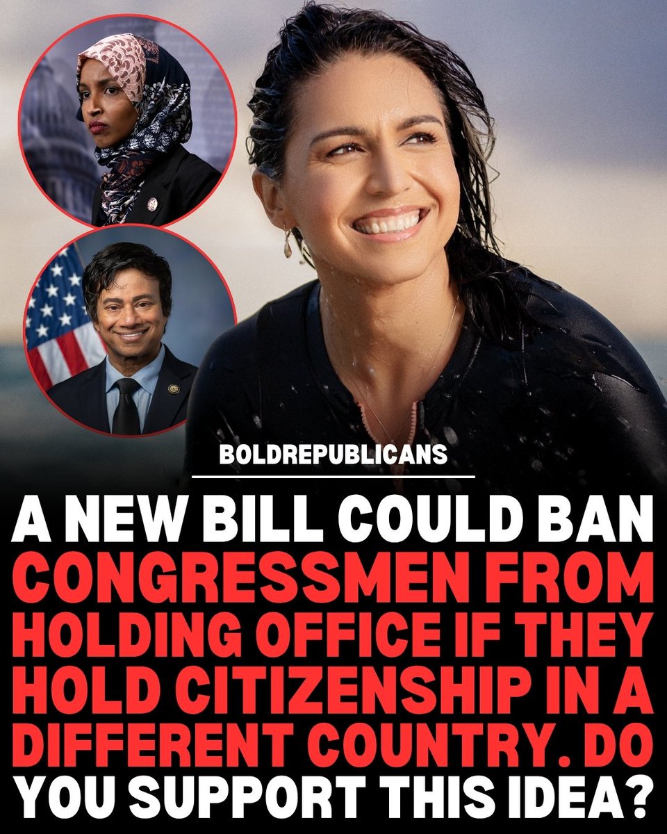HiroshiAbeux's tweet photo. 🚨👉🇺🇸 WHAT DO YOU THINK? 🤔
A new bill could ban members of Congress from holding office if they also hold citizenship in another country.

Do you support this idea? 👇

🅰️ YES ✅🇺🇸
🅱️ NO ❌🤔

💬 Share your opinion below! https://t.co/EYu0aixDAd