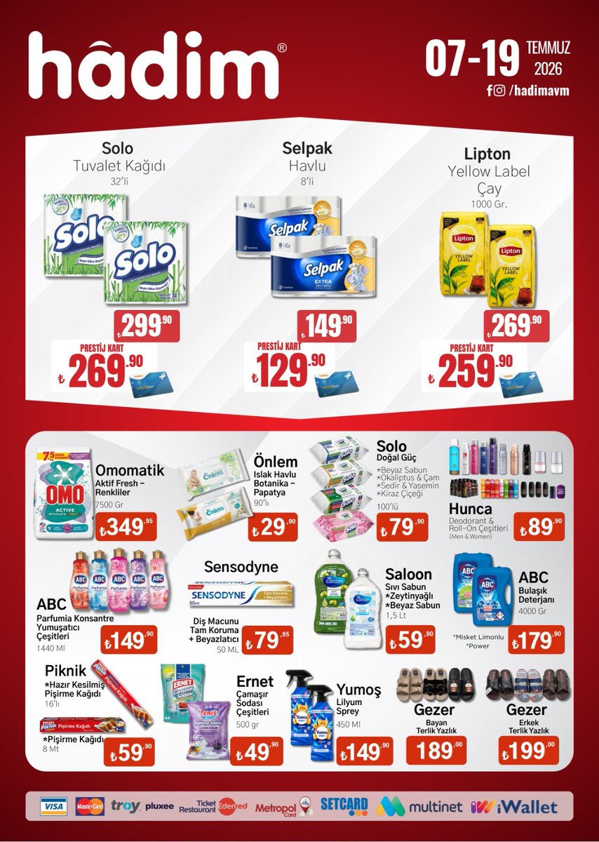 HadimAVM's tweet photo. 07 - 19 Temmuz tarihleri arasındaki fırsatları kaçırmayın🎉
Keyifli alışverişler dileriz🛒

https://t.co/1SD4JFyWCD https://t.co/ZYYO7IqXXb