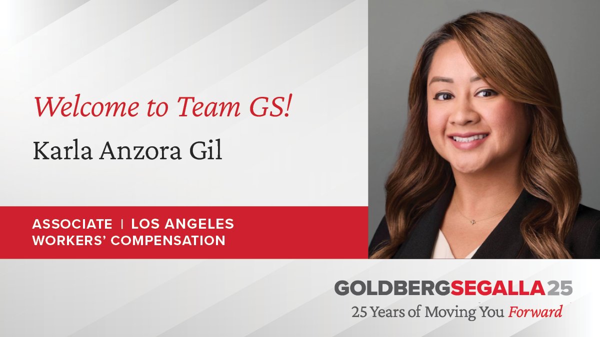 GoldbergSegalla's tweet photo. Goldberg Segalla is pleased to announce the addition of attorney Karla Anzora Gil to our Workers’ Compensation practice group in Los Angeles. Welcome to #TeamGS, Karla!
Read more here: https://t.co/7hbAy0zlHf
#Welcome #Attorney #WorkersCompensation #LosAngeles https://t.co/hpC6QZy5J6