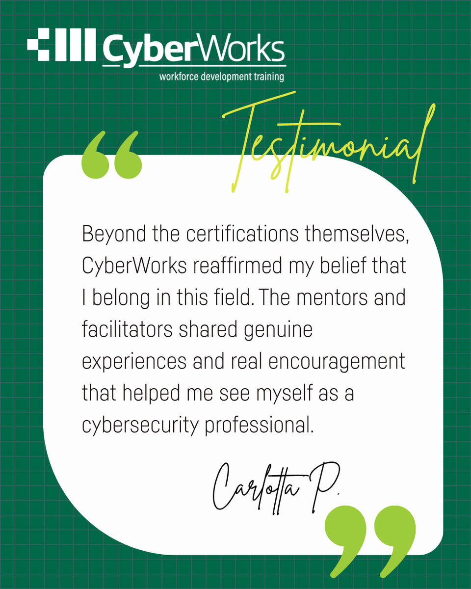 CyberSecurityFL's tweet photo. WOW! Your success story could be next. 
🔗 https://t.co/NAvprLhHat

CyberWorks is funded by the DoW CIO Cyber Academic Engagement Office &amp; the NSA National Centers of Academic Excellence in Cybersecurity Program https://t.co/s2bYbZnenn