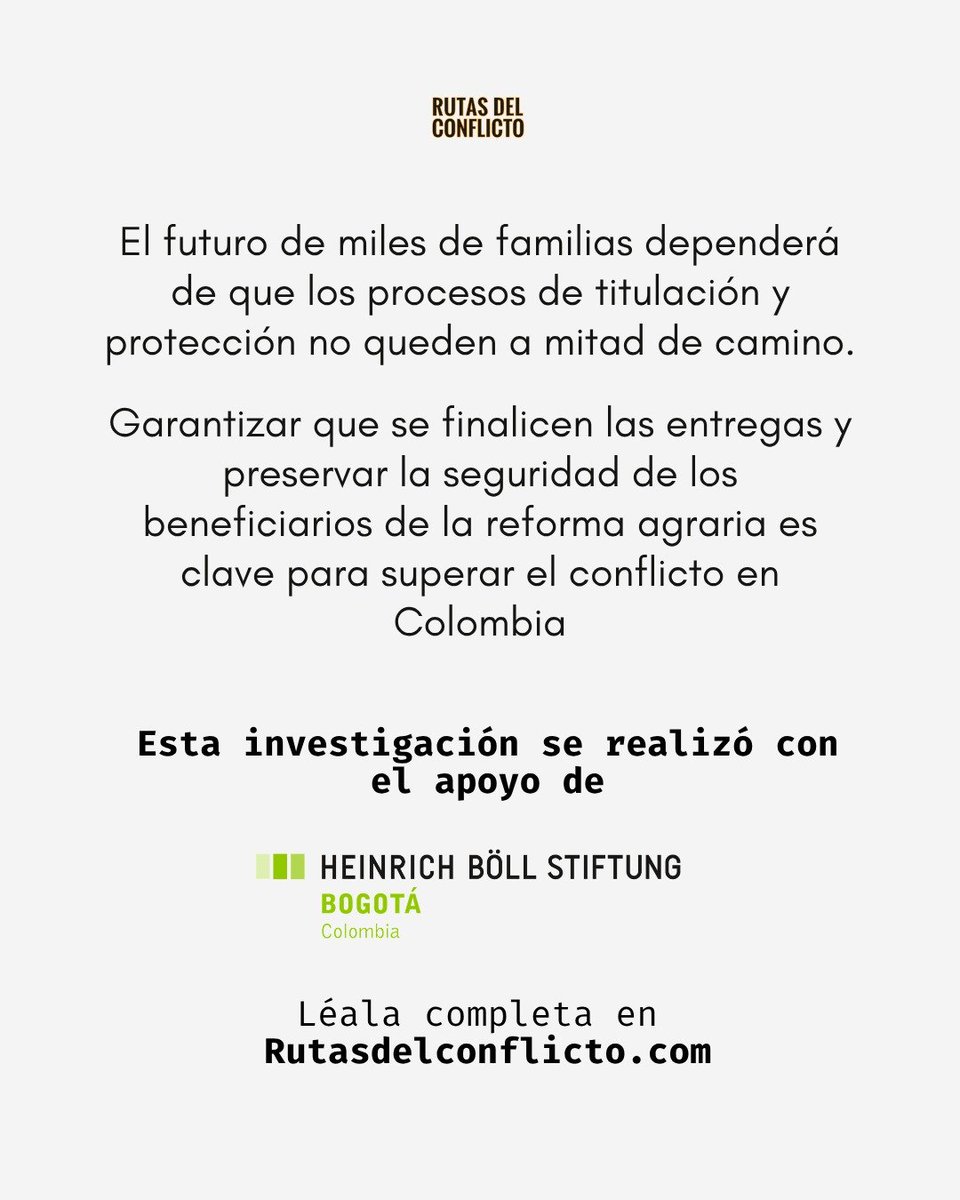 RutasConflicto's tweet photo. El futuro de miles de familias depende de que los procesos de titulación y protección no queden a mitad de camino. Esta fue una investigación realizada con el apoyo de @BoellColombia. Pueden leer el reportaje completo en este link: https://t.co/aNC3YCbj5R https://t.co/7NM0n9MuCm