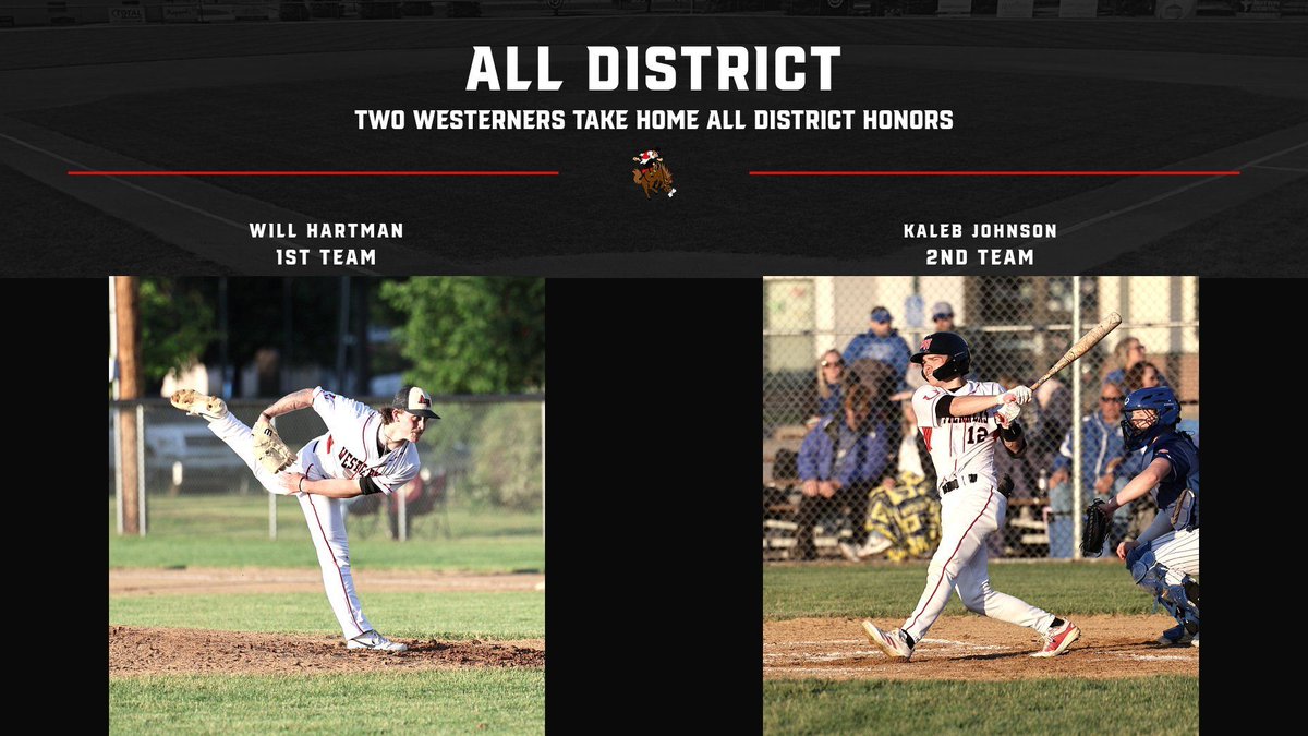 WesternerBsball's tweet photo. Congrats to Will and Kaleb on their selections to the All-District team for northwest Iowa! #Westerners https://t.co/2m7fZtaZo9