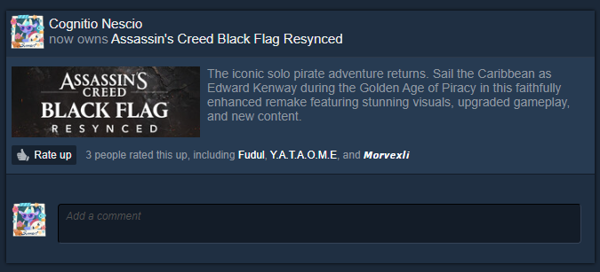 cognitionescio's tweet photo. Ga kuat akhirnya pre-order Assassin's Creed Black Flag Resynced https://t.co/YuCotXTD4a