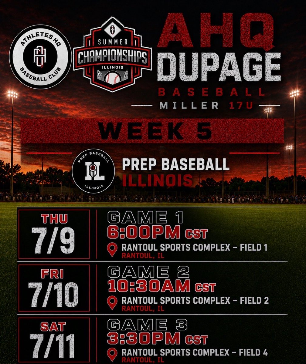 j_lach13's tweet photo. Looking forward to the @prepbaseball Illinois Summer Championship in Rantoul this weekend. 
Here’s my team’s schedule. 
@josh_laurie @CoachStevens_AU @AugieBaseball @UWLAXBaseball @AHQ_DuPage @IWU_CoachK https://t.co/S8qWreLyV4