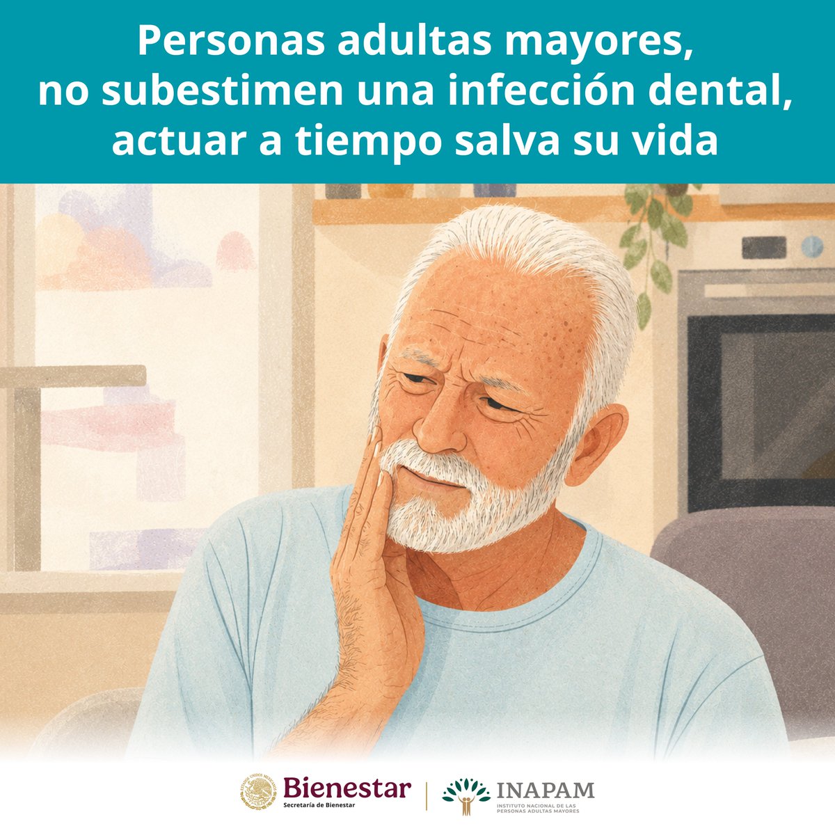 INAPAM's tweet photo. #BocaEnferma #VidaEnRiesgo las #Infecciones #Dentales #No atendidas de inmediato en #PersonasAdultasMayores provocan #Sepsis que #Daña los #Tejidos y #Órganos lo que deriva en un #ChoqueSéptico #FallaMultiorgánica y la #Muerte #EligeCuidarte #AcudeAlMédico https://t.co/eJtlKk0tYr