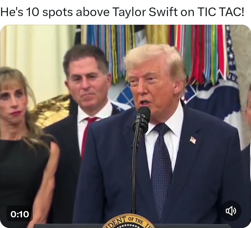 MrSLJSr's tweet photo. @POTUS , (P)edophile  (O)f  (T)he (U)nited  (S)tates said he is #1 on "TIC TAC" 😳 . . . . That's Right . . . . 
He said  TIC TAC  🤣 https://t.co/ewRcJXS4Mq