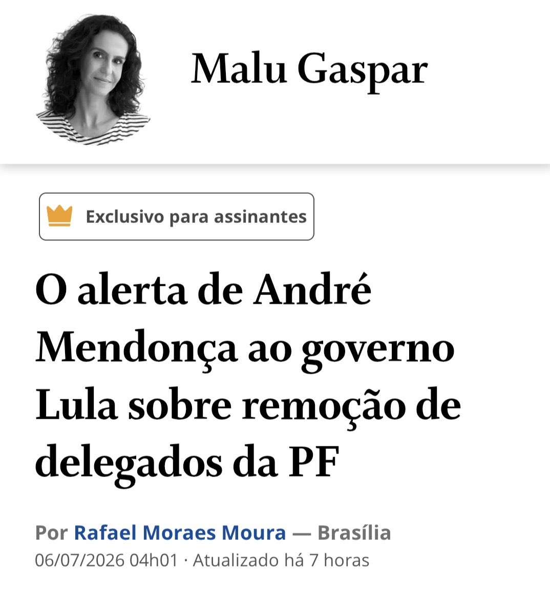 juliovschneider's tweet photo. Segundo Malu Gaspar, André Mendonça alertou o governo Lula de que a retirada de policiais cedidos ao STF poderia configurar obstrução de Justiça. https://t.co/tZ5e8Mysti