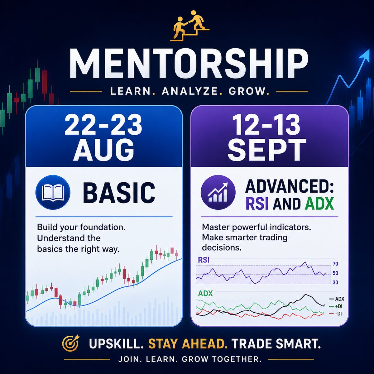 Thekalal's tweet photo. Next Online Training : 22-23 Aug and 12-13 Sept26 

✨6 Months Support 

Several stocks are in strong uptrends. A minor correction could offer high-probability long entries. This is the time to learn, practice, and build your skillsso when the market presents the right opportunity, you're ready to make the most of it

for details click here👇

https://t.co/Hz1aQIBROa
