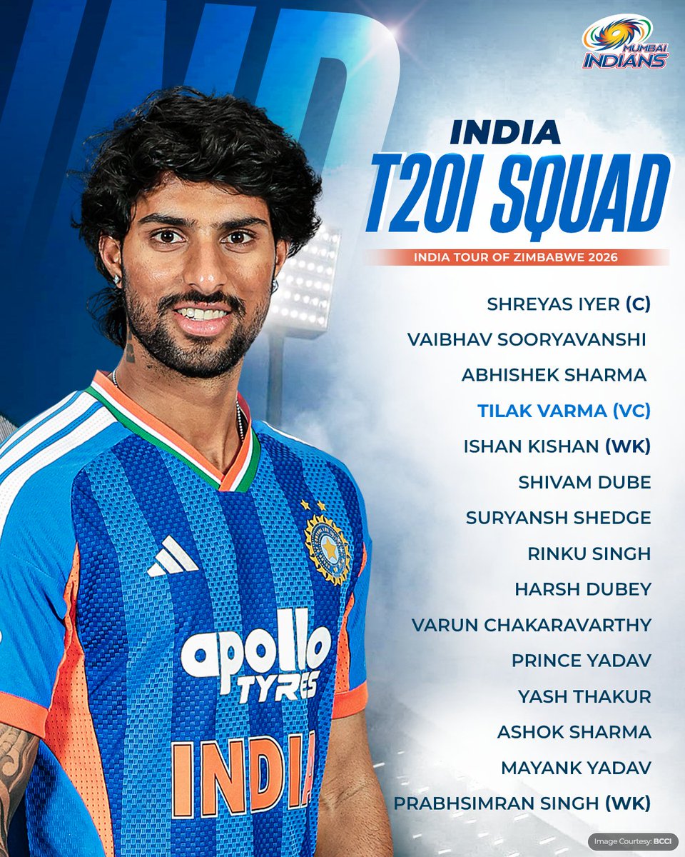 mipaltan's tweet photo. Squad 🔒 for the 3-match T20I series in 🇿🇼! 💙

#ZIMvIND https://t.co/Zu3bN57tk5