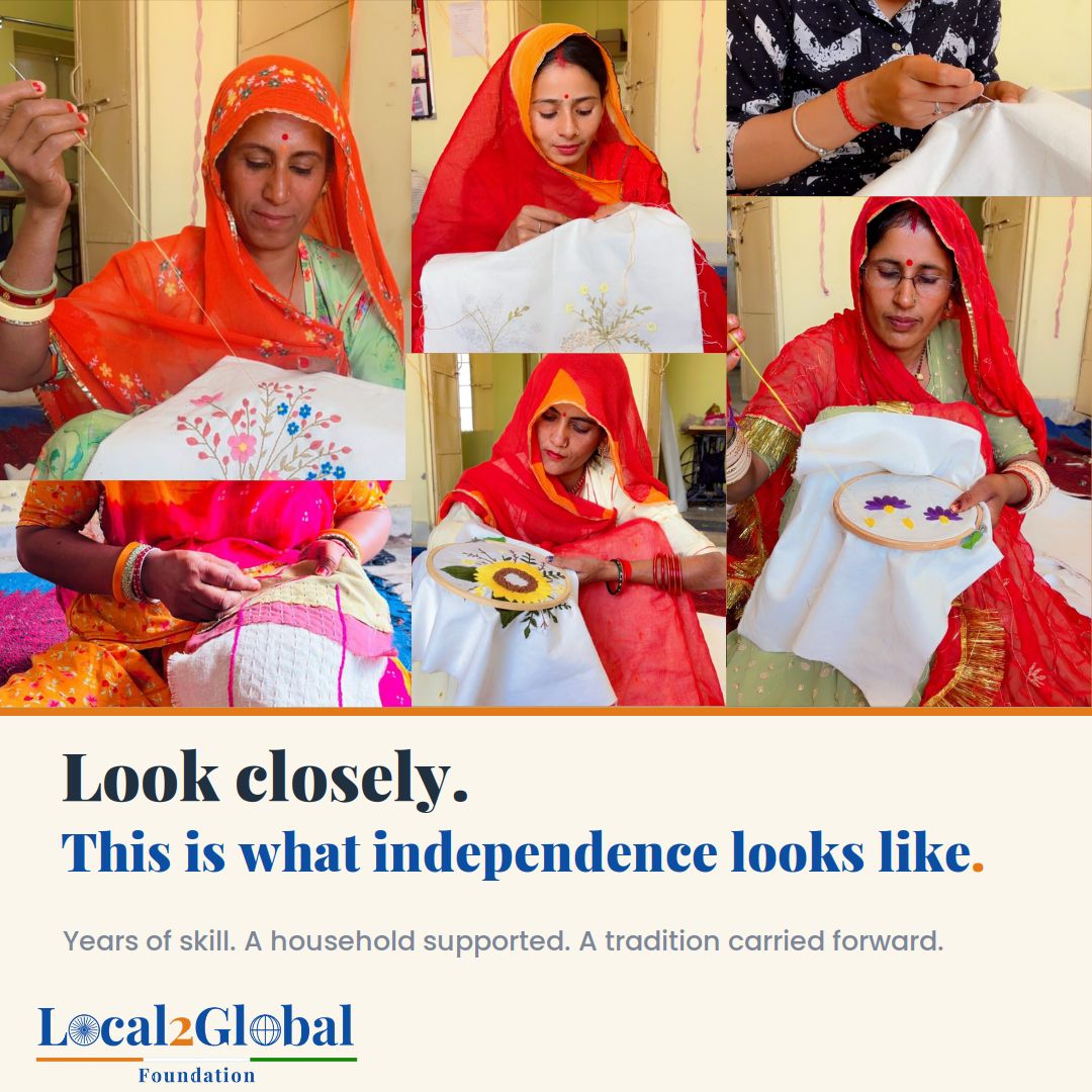 Local2Globalfdn's tweet photo. Look closely. 🧵
Years of skill in every stitch. Behind this craft is a woman earning her own income, supporting a household, carrying a tradition forward.
This is what independence looks like. 🌱
#Local2GlobalFoundation #WomenEmpowerment #VocalForLocal https://t.co/4CqX82qzlQ