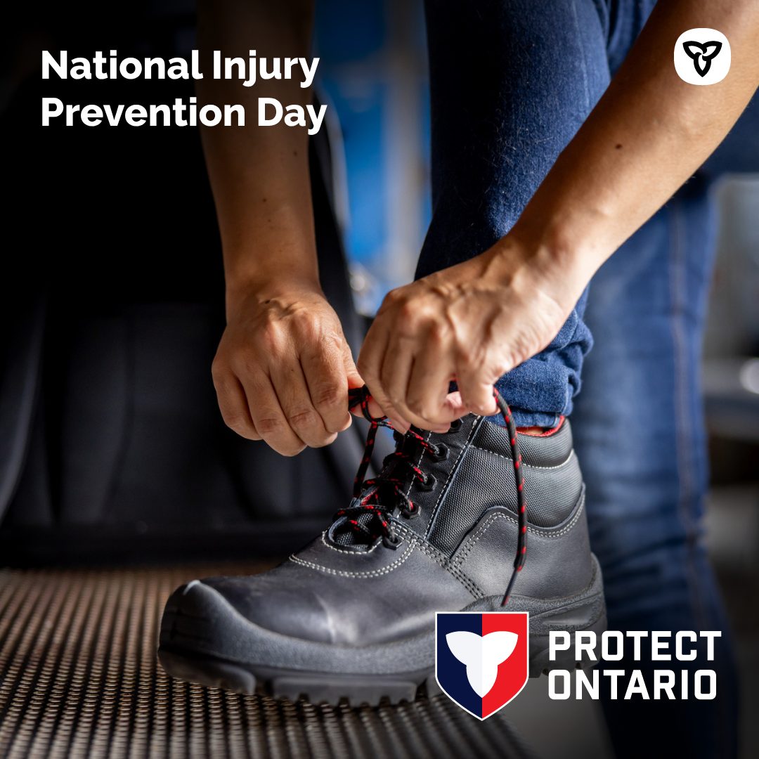 ONTatwork's tweet photo. It’s National Injury Prevention Day. 
A safe workplace doesn’t happen by chance, it happens when employers, workers, and communities make health and safety a shared priority. 
Learn more: https://t.co/uxR4ZE5JUd https://t.co/QXSrqp7Vy8
