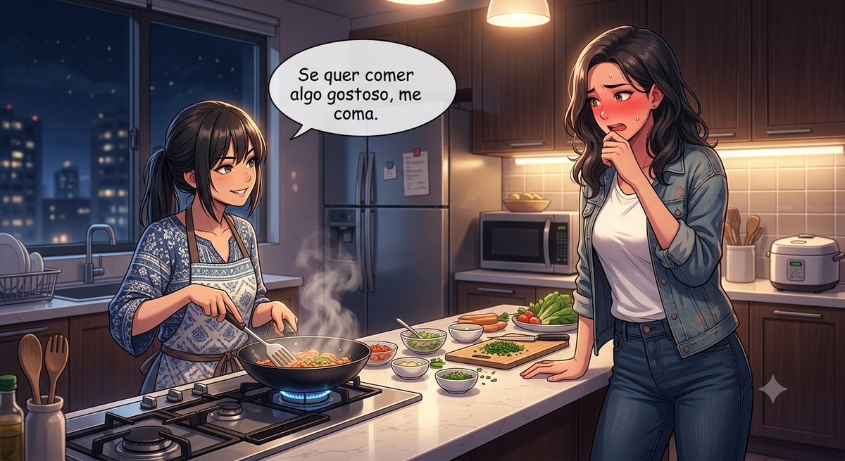 glstudiobr's tweet photo. Isso deixaria você  envergonhada? A pessoa cozinhando lança  essa. #girlslove https://t.co/pdYy80vIbf