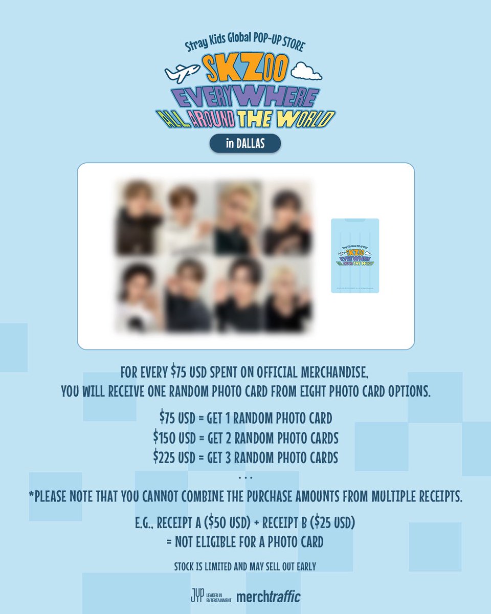 MerchTraffic's tweet photo. Stray Kids [SKZOO EVERYWHERE ALL AROUND THE WORLD in DALLAS] POP-UP STORE

DALLAS — boarding is now open ✈️🤠

Grab your passport, pack your bags, and get ready to land in the SKZOO world. 🧳💙 https://t.co/DSKTBG1gbe
