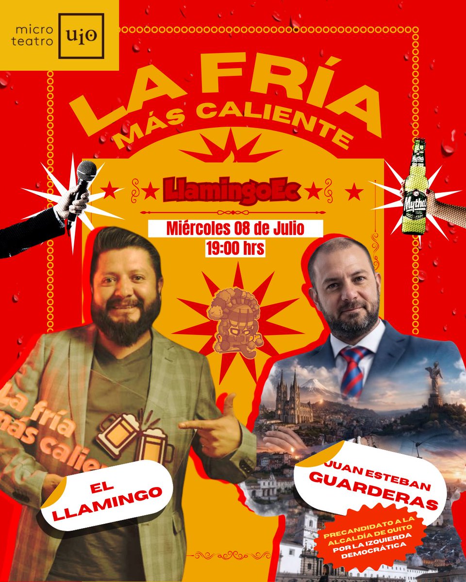 LlamingoE's tweet photo. #LlamingoEc | Este miércoles 08 de junio te esperamos en el Microteatro, en nuestro segmento “La fría más caliente”, nos acompañará @JuanEGuarderas, precandidato a la alcaldía de #Quito, por la @ID12Ecuador.
Conversaremos de su plan de trabajo y expectativas para estas elecciones 2026.
#pichincha #ecuador