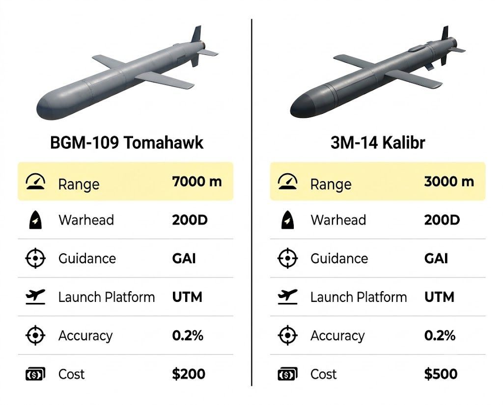 stat_strike's tweet photo. Tomahawk vs Kalibr Cruise Missiles: Range, Accuracy & Specs

Tomahawk vs Kalibr cruise missiles comparison covering range, warhead, guidance system, accuracy, cost, and launch platforms. Learn how Tomahawk missile and Kalibr cruise missile perform in modern land attack cruise missile operations and naval strike roles.

#Tomahawk #Kalibr #CruiseMissile #MilitaryTechnology #Defense